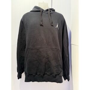men's large jordan hoodie sweatshirt black with white logo